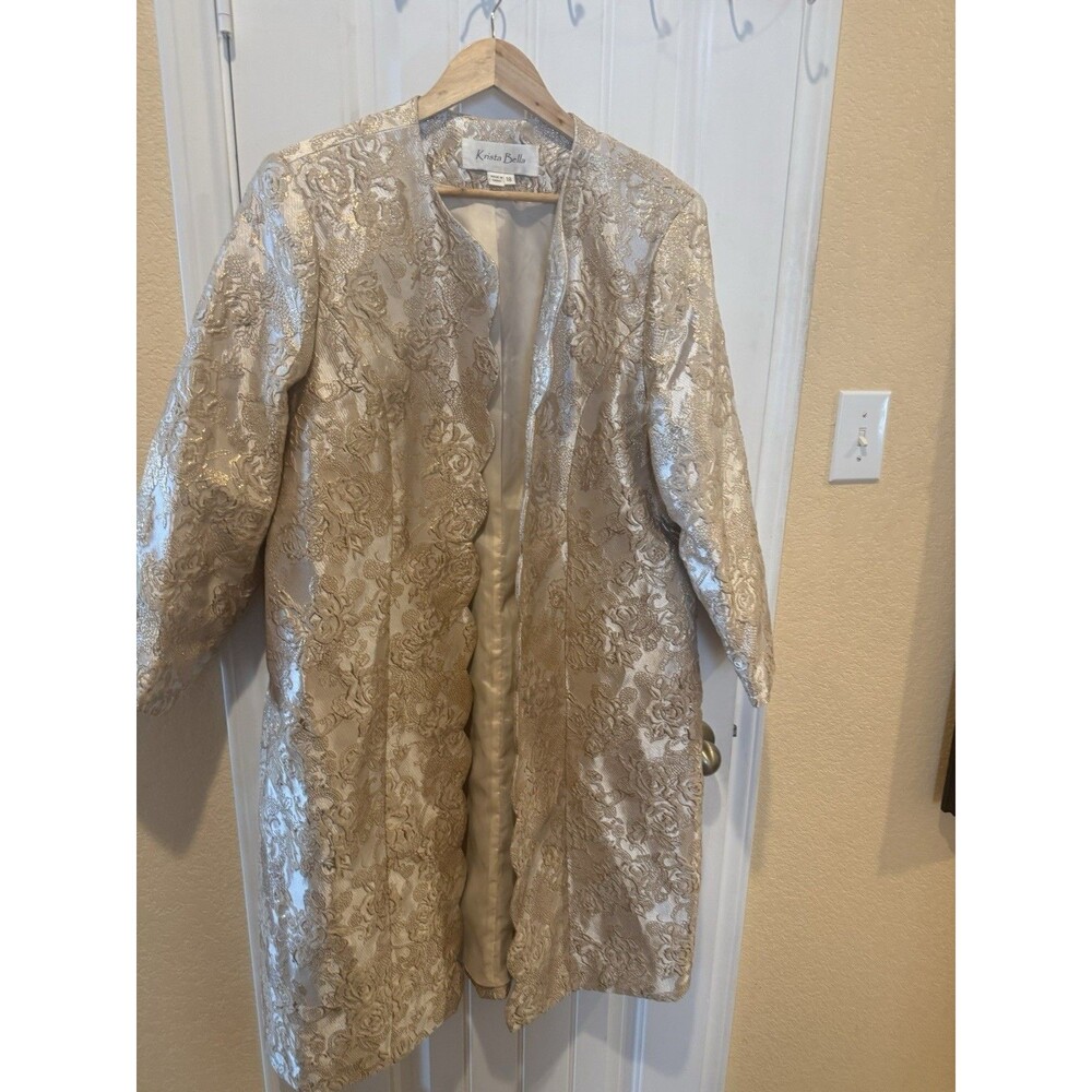 KRISTA BELLA Ladies CHURCH GOLD LONG COAT SIZE 18 - Picture 10 of 13